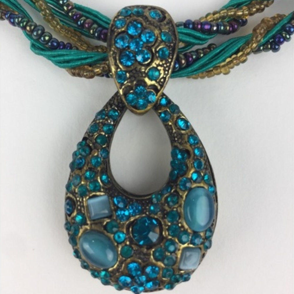 Peacock Teal/gold fashion jewelry necklace Unique